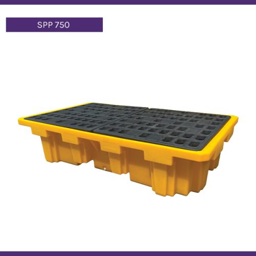 SPP 750 - DOUBLE IBC TANK SPILL PALLET WITH REMOVABLE DECK & DRAIN PLUG